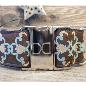 Beautiful Handmade Metal Clasp Dog Collar 2” wide Sz Lg Dutchess